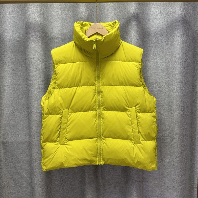 Women Light Weight Thermal Seamlessly Sleeveless White Duck Down Jacket All Match Chic Pocket Loose Down Vest
