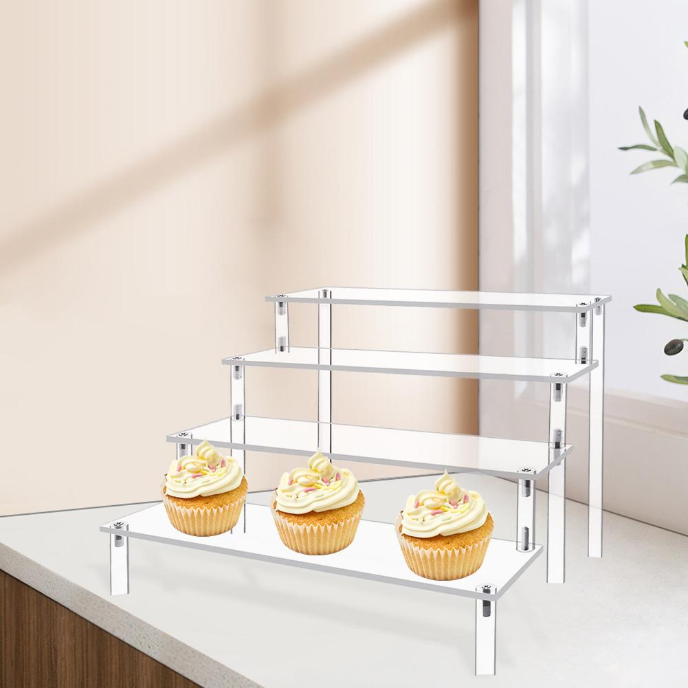 Acrylic Display Risers Clear 4 Tier Cupcake Stand Reusable 30CM  Retail Display Rack Jewelry Rack for Decorating/Organizing