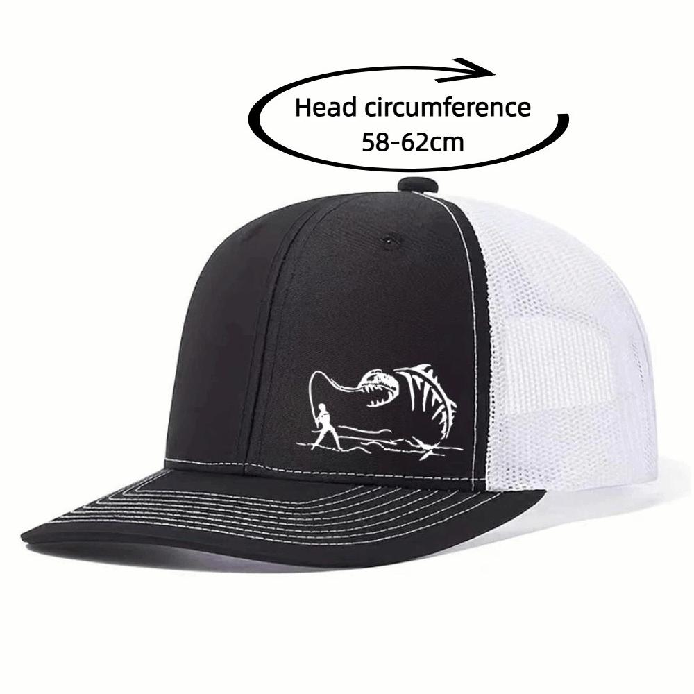 Fashion Fisherman Print Men's Baseball Cap Grid Hip Hop Trucker Hat Lightweight Breathable Duck Tongue Hat Spring Summer Outdoor