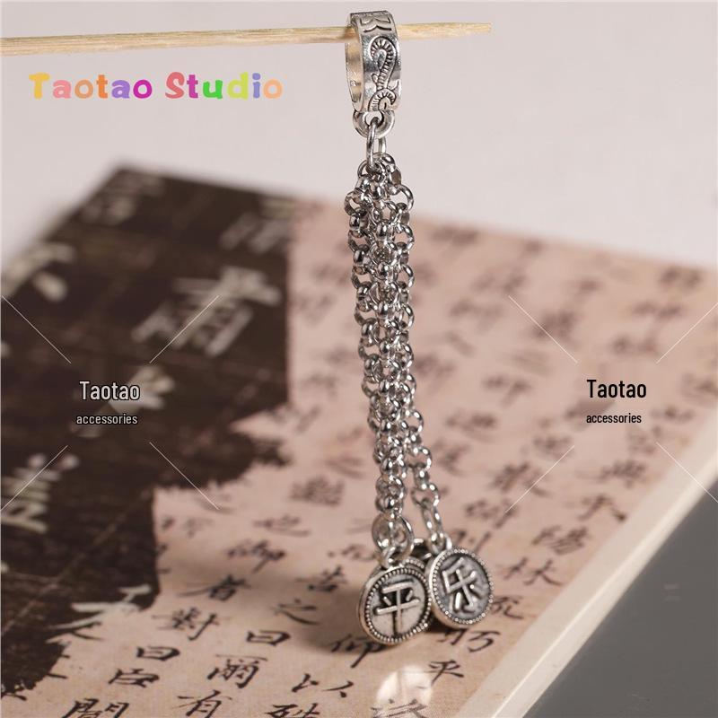 Three-Way Tassel Dangle Pendant Antique Silver Crystal DIY Bracelet Necklace Accessories