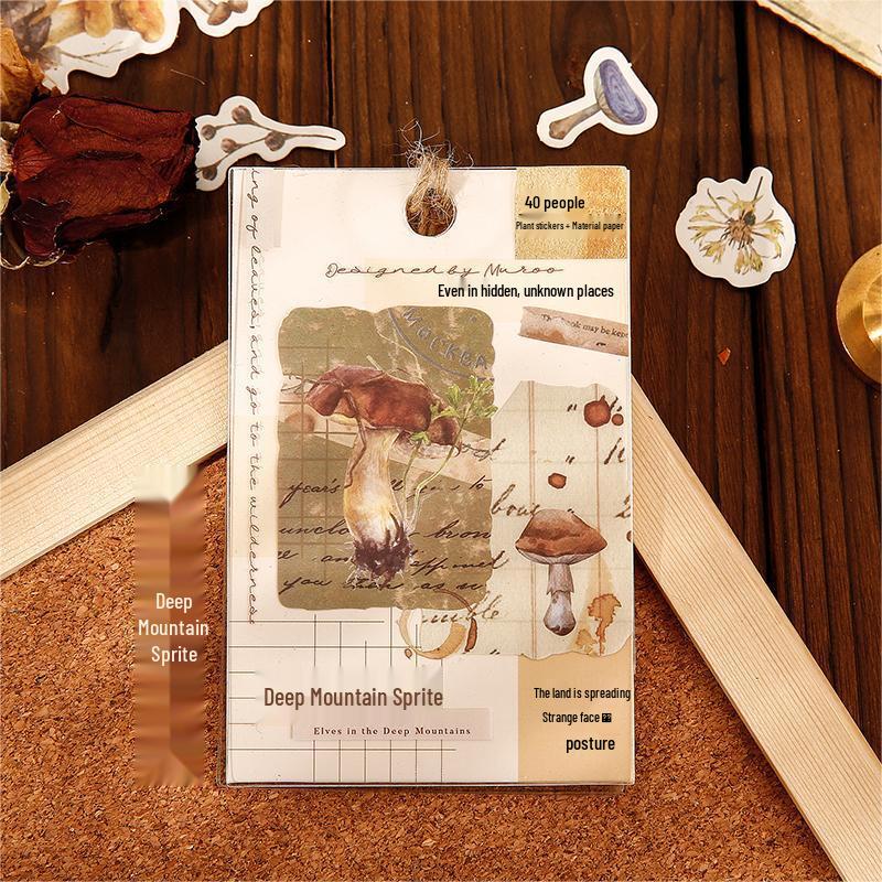 Mu Ran Retro Plant Decorative Sticker Pack: Wild Collection, 4 Styles