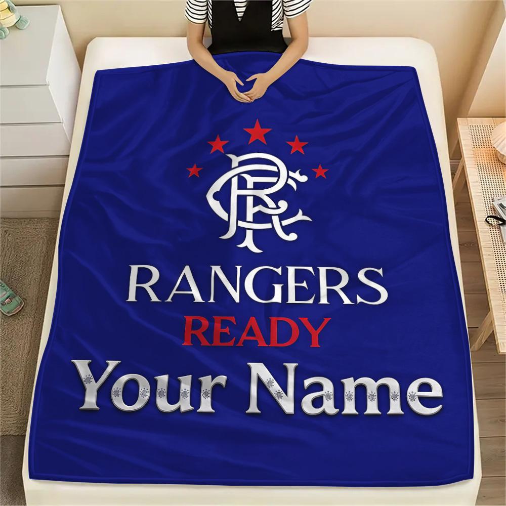 1PC Custom Name Rangers F.C Patterned Flannel Blanket Suitable For All Seasons for Home Decor Warmth and Comfort Gifts Holiday Present -HE182