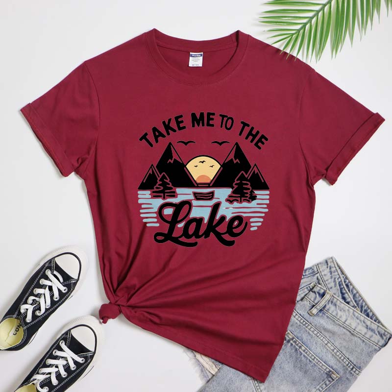 Take Me To The Lake TShirt Vintage Lake Life Summer Vacation Tshirt Cute Unisex Mountains Camping Outdoorsy Tee Shirt Top