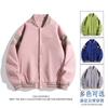Spring and Autumn Men's Woolen Fabric Men's and Women's Jackets Are Trendy Loose and Versatile Baseball Uniforms and Athleisure Color-blocking Jackets