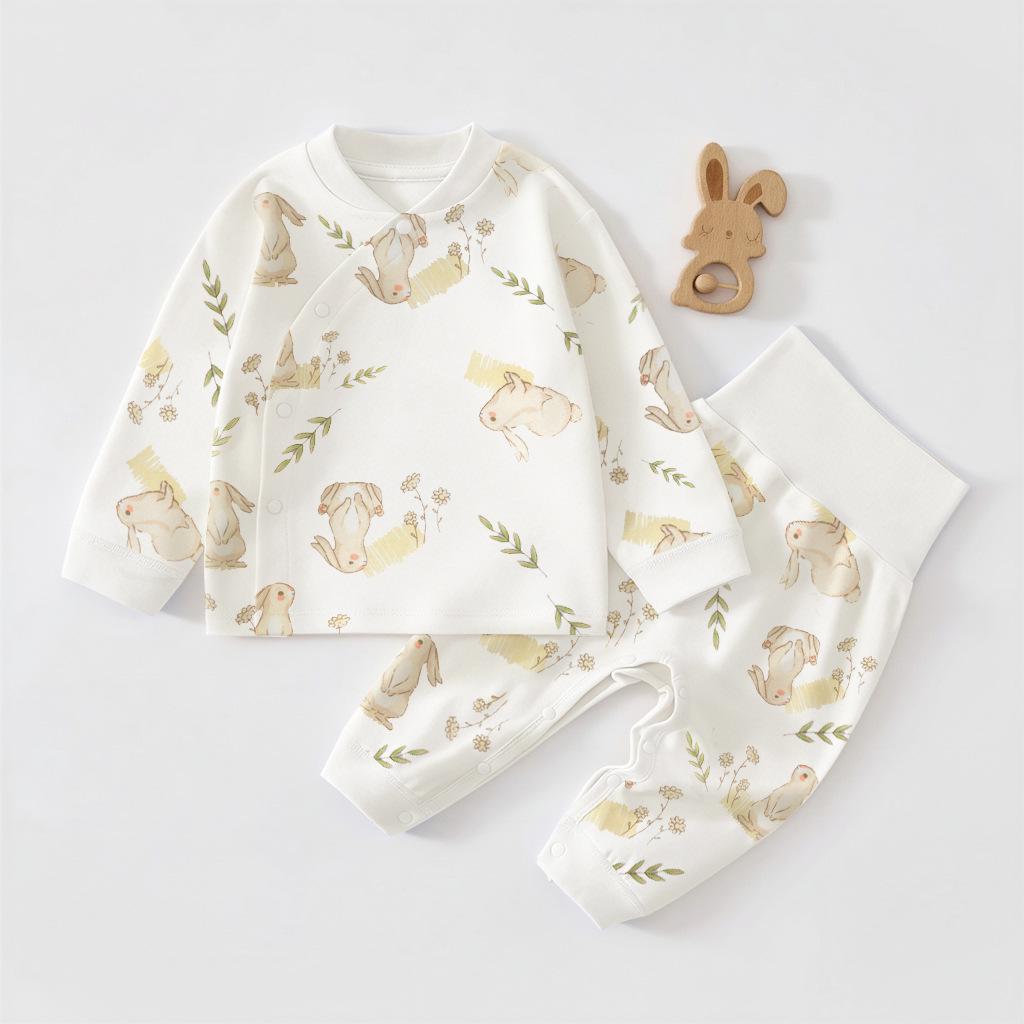 Autumn Baby Clothes Set: Cotton, Seamless, High-Waist Belly Protection Wear
