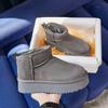 Snow boots women, winter fashion versatile platform bread shoes leather velvet thickened snow cotton
