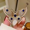 Pearl & Rhinestone French Butterfly Brooch Elegant Lapel Pin For Women Coat Jacket Luxury Fashion Accessory