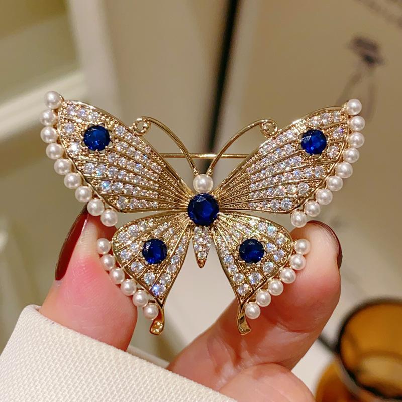 Rhinestone Butterfly Brooch For Women Versatile Enamel Insect Lapel Pin Banquet Party Corsage For Coat Dress Jewelry Accessories