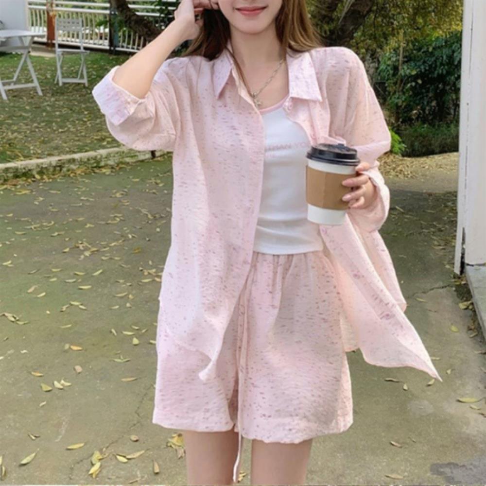 New Arrivals Open Run Women Casual Sleeveless Blouse Shorts 3pcs Set