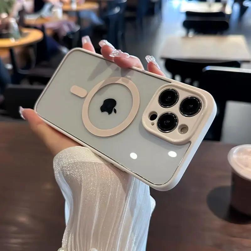 Luxury Magnetic For Magsafe Wireless Charge Case For iPhone 15 14 13 12 11 Pro Max Shockproof Armor Clear Cover