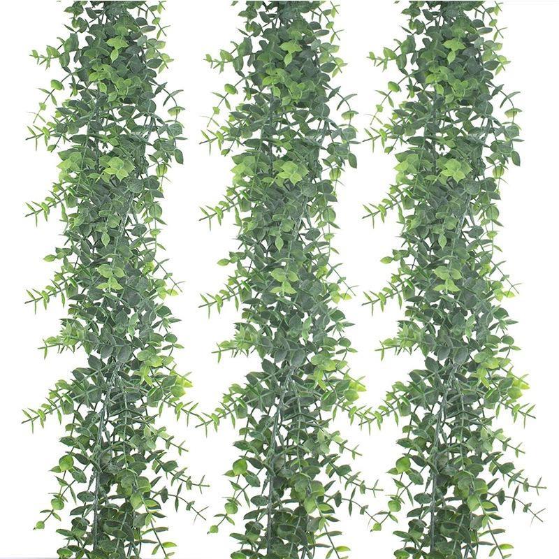Ghirlanda di Eucalipto Artificiale da 1,8 m con Fiori e Foglie