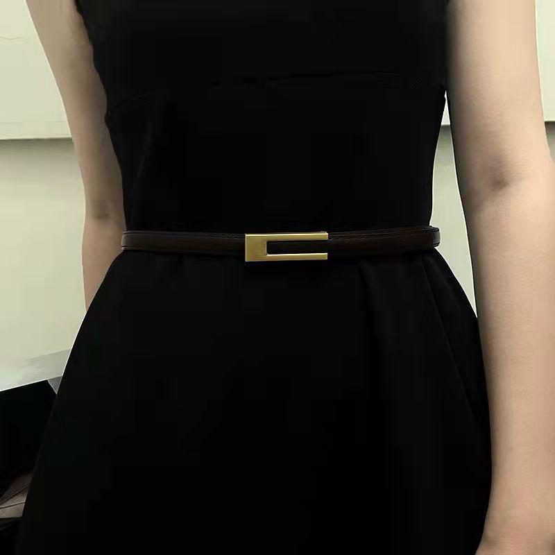 Women Korean Able Thin Waist Strap Metal Accessories Basic Belt Women Casual Porous Adjustable  Belts