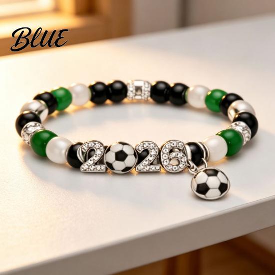 Daily Wear Bracelet 2026 Soccer Game Themed Sparkling Rhinestones Inlaid