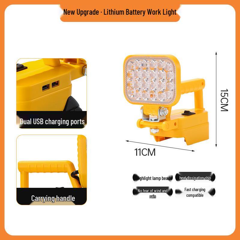 Portable Emergency Lithium Battery Floodlight for Camping, Construction, and Car Repairs