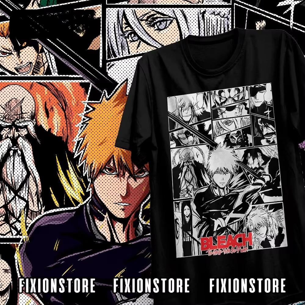 2026 Bleach Thousand-Year Blood War Character Collage Anime Graphic T-Shirt Unisex Casual Harajuku Hip Hop T-shirt Print Crew Neck Casual T Shirt