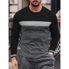 Men S Long Sleeve T Shirt Loose Fit Color Block Round Neck Casual Top