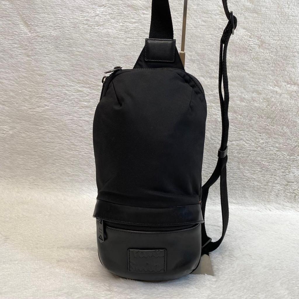 Used [Extremely Good Condition] Paul Smith Body Bag Leather Nylon Multi-Striped Super Rare