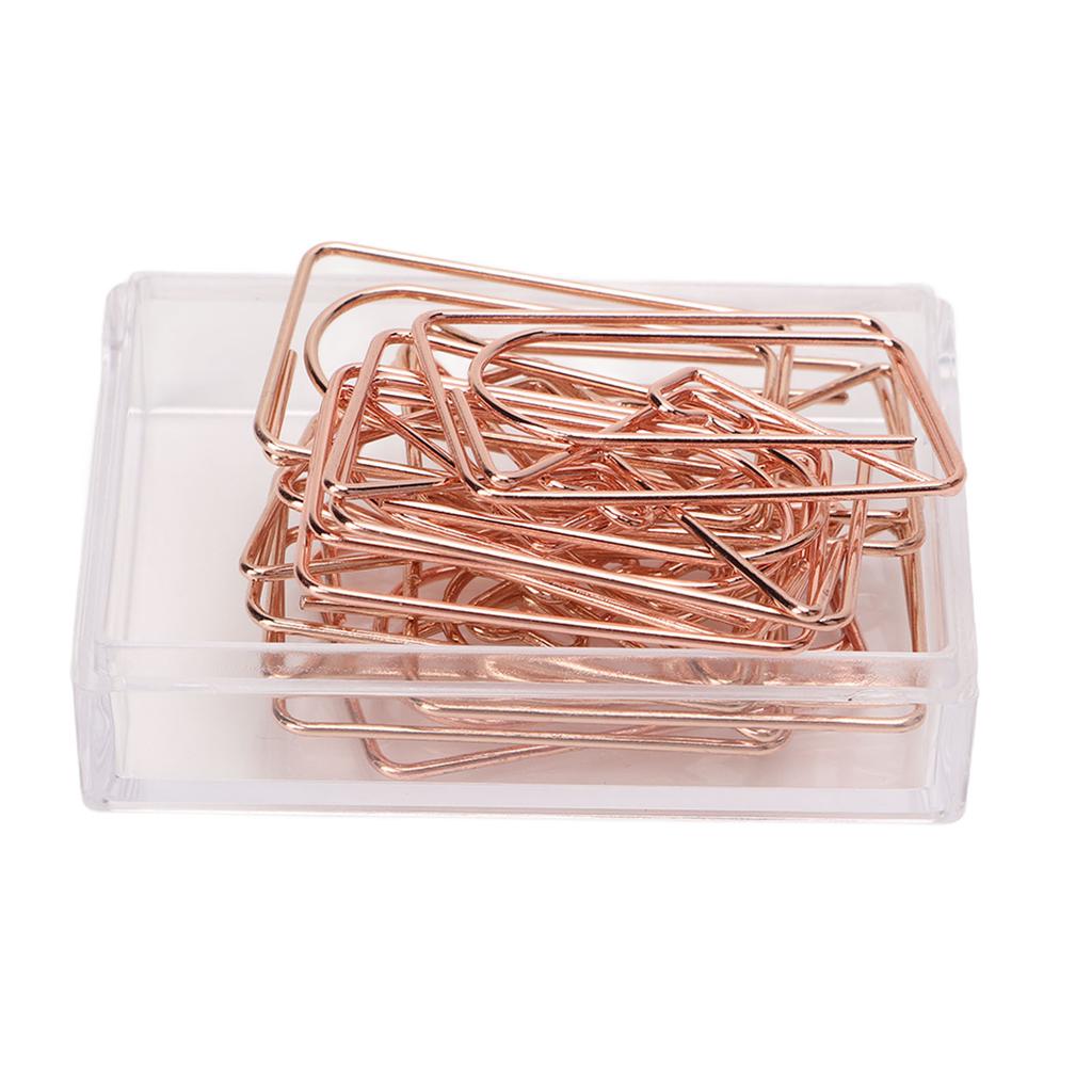 100PCS Paper Clips Portable Mini Cute Shape Electroplated Rose Gold Metal Paper Clip for Office Homes Envelope