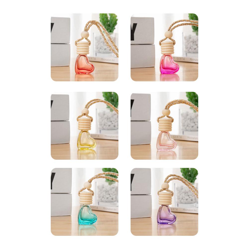 Car Interior Hanging Decor Heart Shaped Aromatherapy Bottle 6ml Essential Oil Diffuser Fragrance Air Freshener Car Accessories