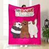 Three Cartoon Bears with Distinct Colors Against a Bright Pink Background. for All Seasons Blanket Lunch Break Throw Gift