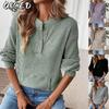 Women's Fashion Casual Solid Color Print Long Sleeve  Blouses & Shirts