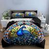 Colorful Peacock Stained Glass Decor Soft Comfortable Duvet Cover Bedding Set Included 1*Duvet Cover & 2*Pillowcases, Gift