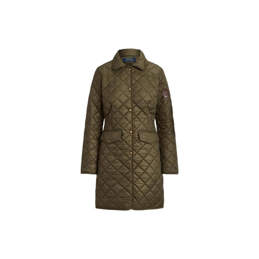 Polo Ralph Lauren FW22 Solid Color Mid-Length Casual Quilted Long Sleeve Coat Women Coats Olive 211854765002