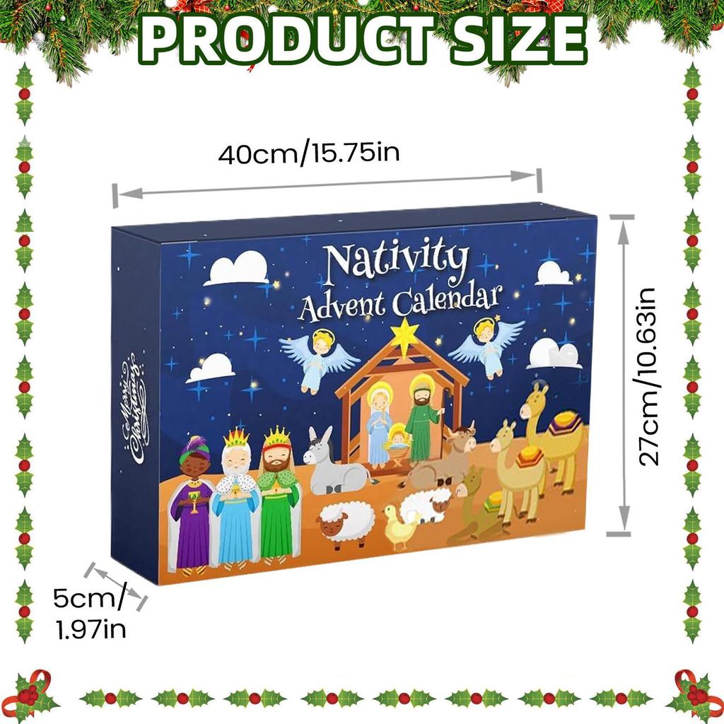 Christmas Countdown Advent 2026 Advent Nativity Toys Jesus Scene Christmas Calendar Toys For Kids Bedroom Living Room Classroom
