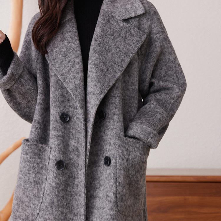 Γυναικείο 2024 Κορεατικό Στυλ Φαρδύ Μακρύ Παλτό Κασμίρ Μινκ Μαλλί - Αδυνατιστικό Παλτό Καρντιγκάν Μεγάλο Μέγεθος