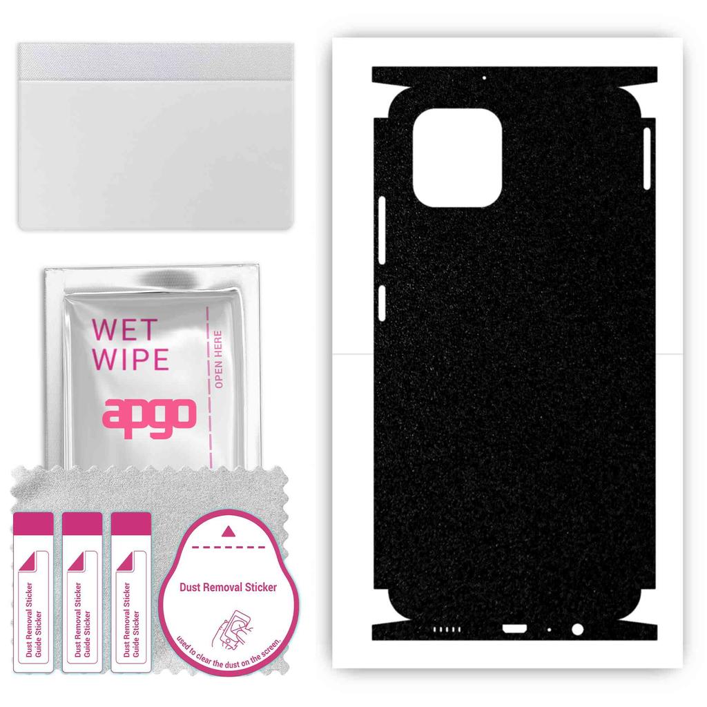 apgo Sticker Piele Protectoare pentru spate+laterale compatibil cu Samsung Galaxy A03, Folie Full Wrap, Folie, Vinil - Model Negru Mat