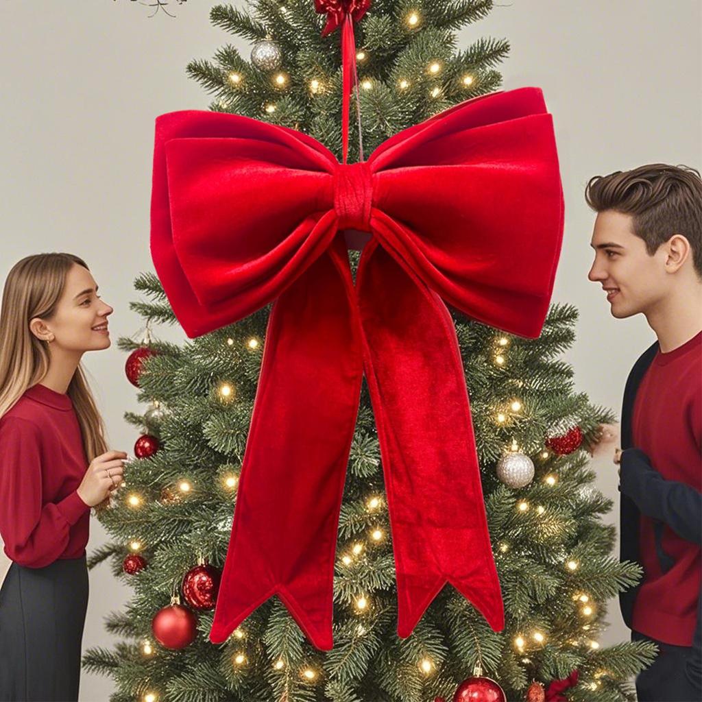 19x25 Inch Velvet Bows for Christmas Tree Seasonal Decoration Hangable Holiday Decorations for Front Door home Wreath