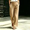 Women’s High Waist Loose Fit Pleated Wide Leg Casual Pants with Button Detail and Side Pockets for Everyday Wear