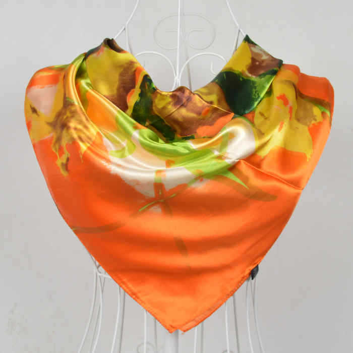 [BYSIFA] 90*90cm Fashion Purple Grey Polyester Silk Scarf Hijab Printed For Wome New Style Women Big Square Silk Scarf Shawl