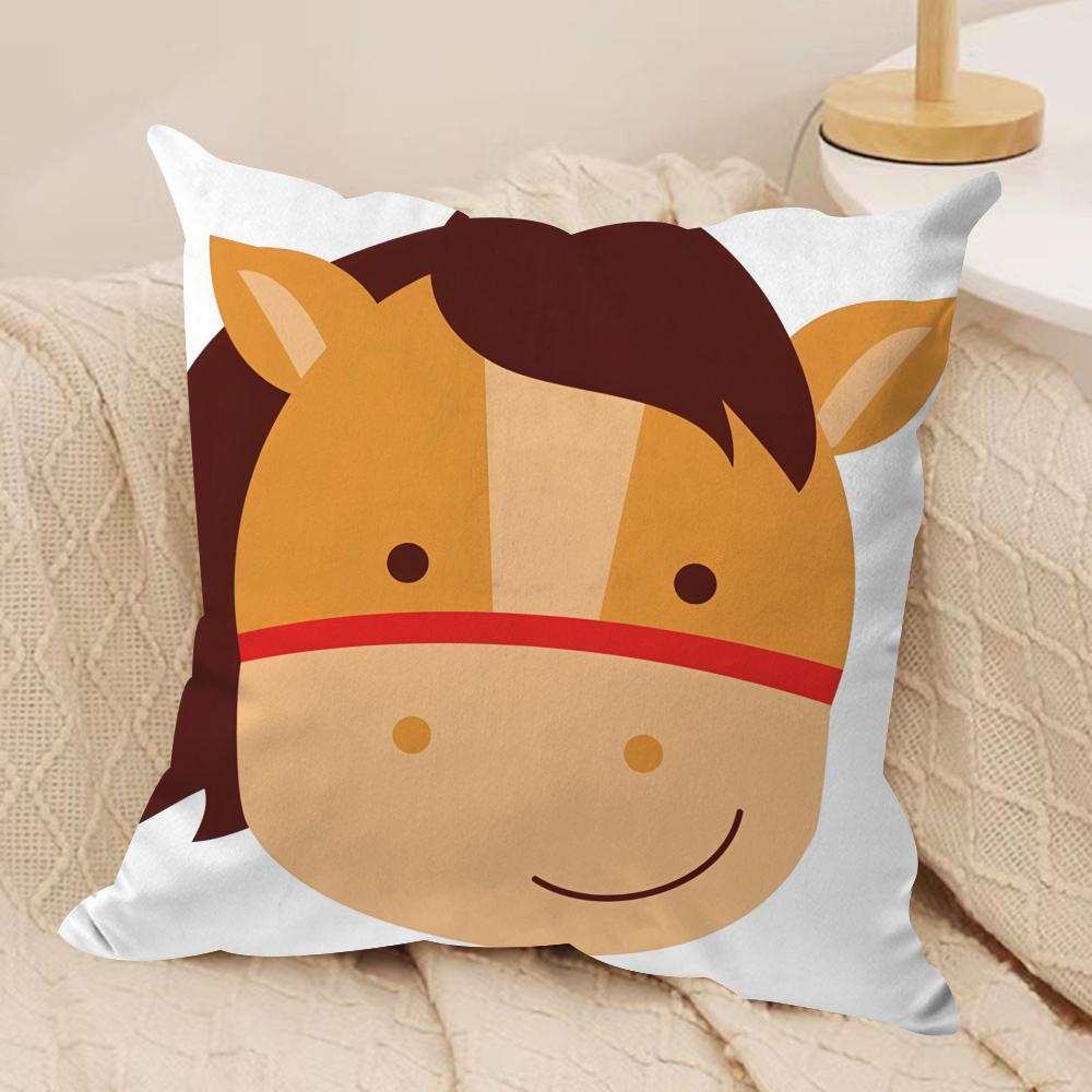 Cartoon Animal Child Kids Cushion Cover Silky Short Plush Invisible Zipper Dustproof Sofa Pillow Case for Home Decor