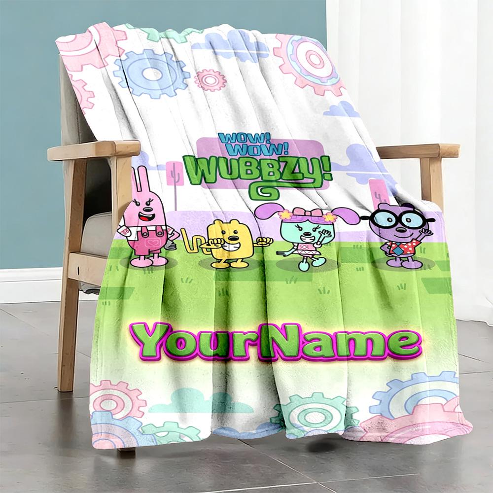 Wow! Wow! Wubbzy Personalized Name Blanket Gift Personalized Blanket Warmthful Decor for Seaside Picnics Couch Bed Ideal for All Seasons
