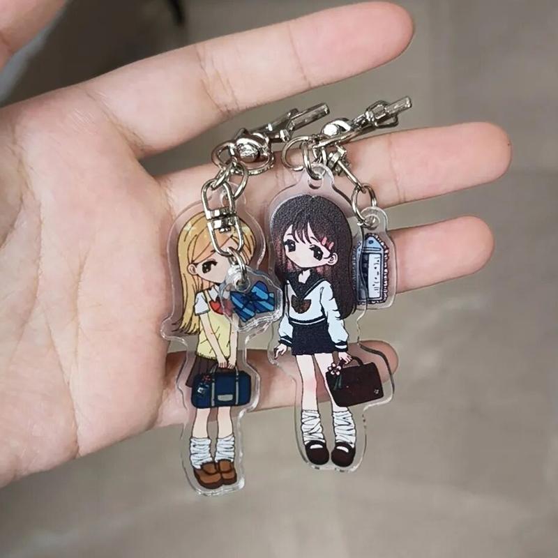 Anime Gyaru Gal Cosplay Keychain Keyring Kawaii JK Lolita Girls Students Acrylic Key Chain 2Pcs/set Bag Accessory Ornament Gift