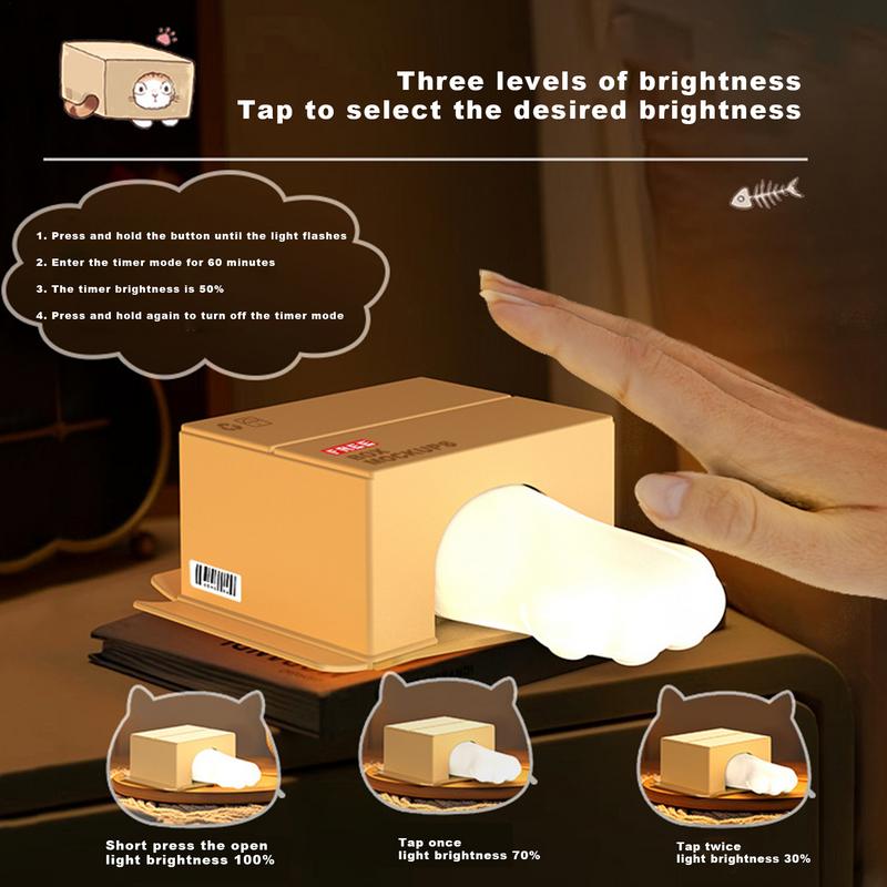 

Ночной светильник в виде кошачьей лапки, силиконовый, вытянутый, ночник в виде кошачьей лапки с таймером, зарядка через USB, регулируемый, прикроватный светильник в виде кошачьей лапки, домашний декор United States