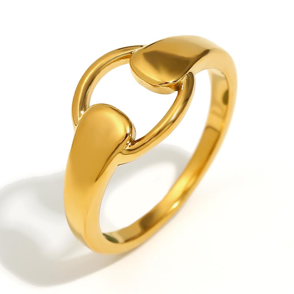 

E.B.belle Mix Color Minimalist Style Splicing Circle Ring Stackable Jewelry 316L Stainless Steel 18K Gold Charm Hypoallergenic 6