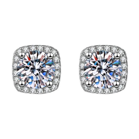 

1 Pair Stud Earrings Square Shape Cubic Zirconia Sparkling Inlaid Ear Studs Dressy Casual Earrings Jewelry Gift
