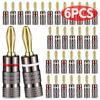 6/1pcs New Metal Banana Plug 24K Gold-plated 4.5MM Six-blade Banana Connector with Screw Lock for Audio Jack Speaker Plugs