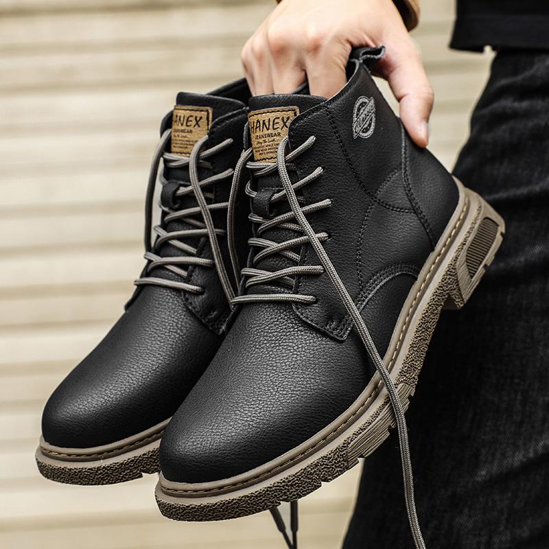 Classic Leather Men's Ankle Boots Fashion Man High Top Shoes New Outdoor Hiking Boots Comfy Male Casual Botas Motorcycle Boots