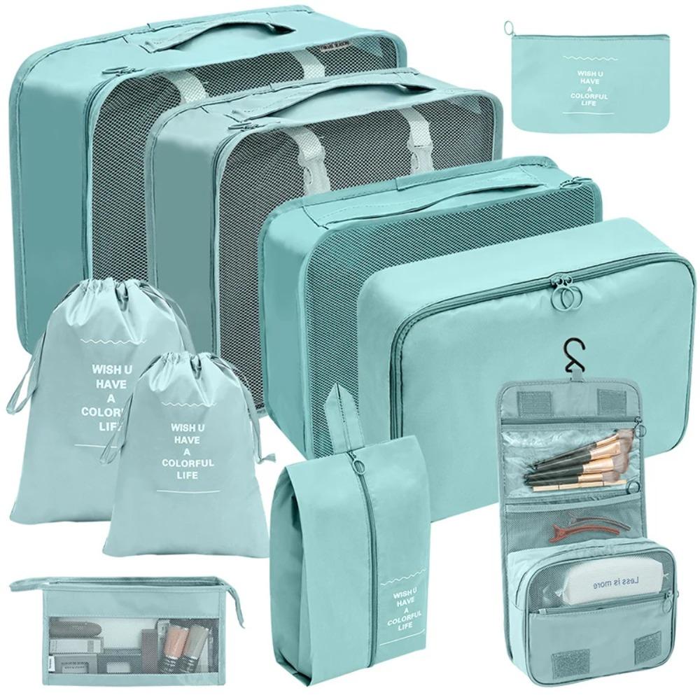 7/10 Stück Set Reise-Organizer Aufbewahrungstaschen Koffer Packwürfel Hüllen Tragbarer Kleiderschrank Gepäck Kleidung Schuhbeutel Faltbar
