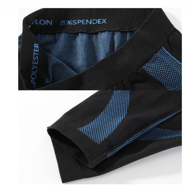 Seamless Compression Athletic Set Yoga Running Skiing Workout - Long Sleeve Top Full-Length Pants Moisture Wicking Quick Dry
