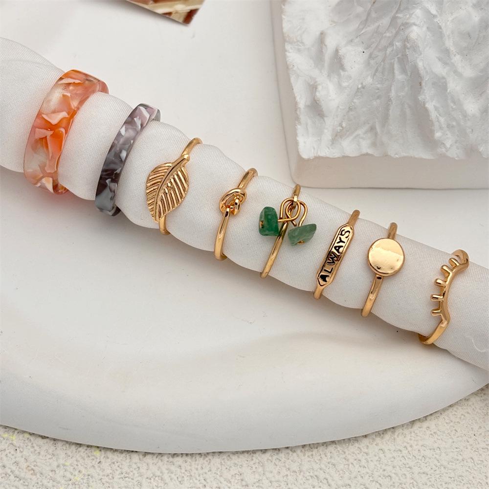 

Japanese & Korean Geometric Natural Stone Rings - 8-Piece Minimalist Set Size 12-18