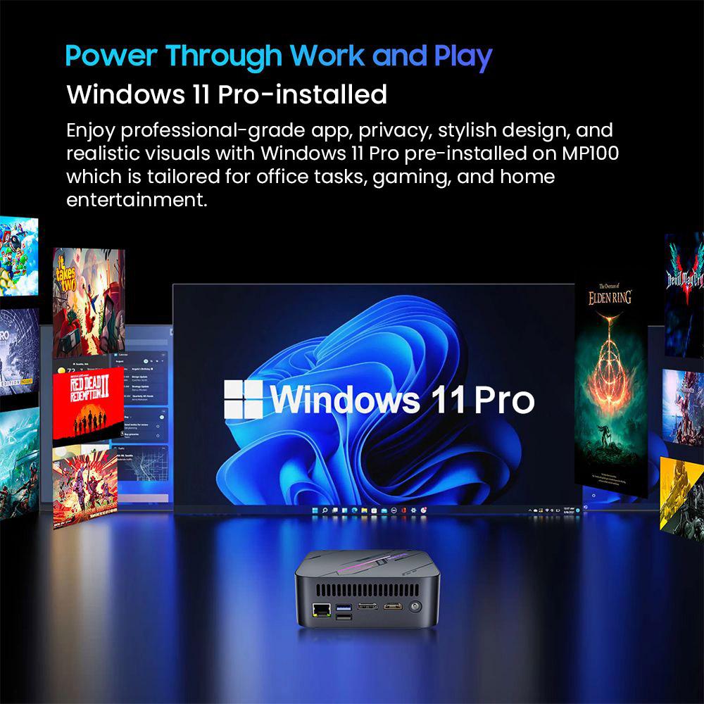 Blackview MP100 Mini-PC, AMD Ryzen 7 5700U 8 Kerne Max 4,3 GHz, 16 GB RAM 1 TB SSD, DP+HDMI+Type-C Triple 4K-Display