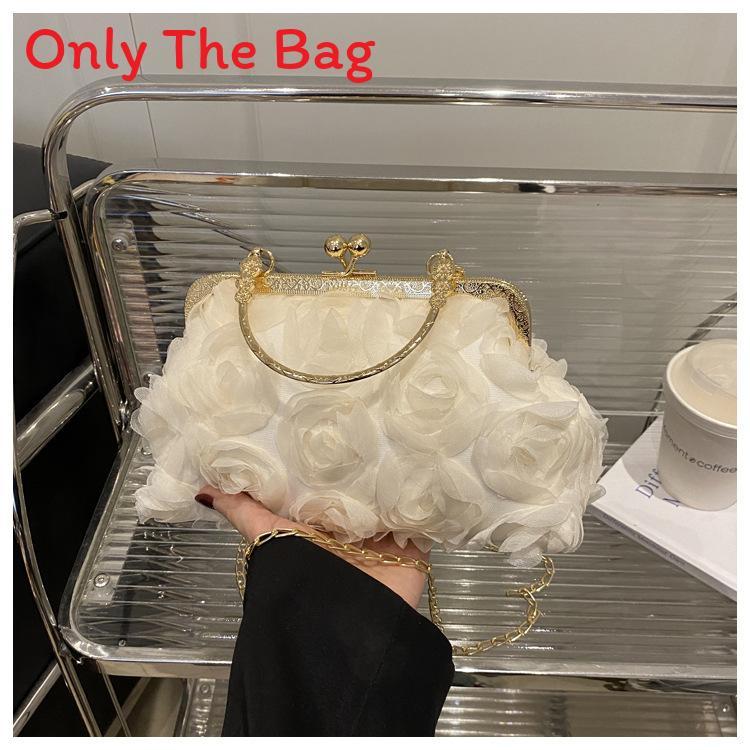 Pu Flower Clutch Handbag With Lock Closure For Evening Party And Daily Use