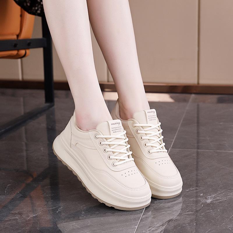 2025 Spring Little White Shoes New Korean Version Ins Female Students Platform Heightening Sports Board Shoes Casual Street Shooting Q5616