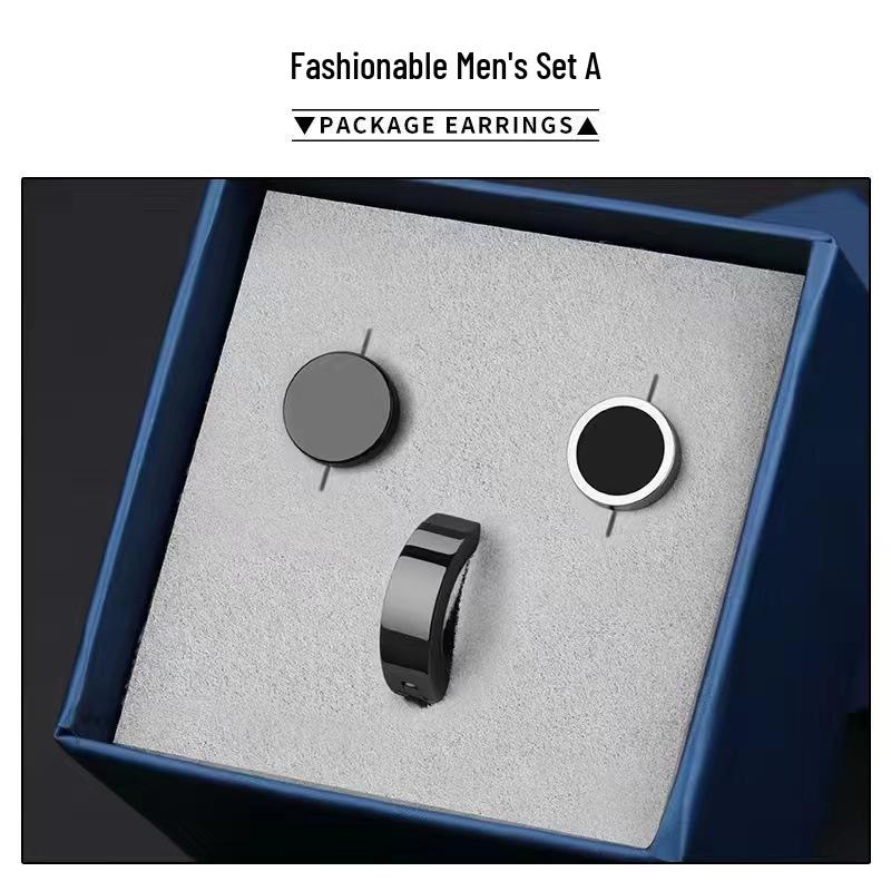 

2023 Мужские модные серьги-гвоздики из титановой стали в корейском стиле и набор каффов для ушей