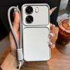 Luxury Big Window Phone Case with Lanyard for OPPO A6x 4G/5G,A6k Premium Textured Casing