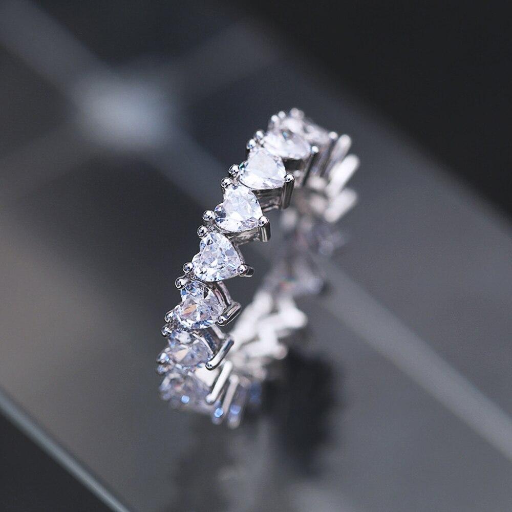 Neue Trendy Frauen Hochzeit Ewigkeit Ringe Voller Zirkonia Hochwertige Aussage Schmuck Silber Farbe Ring